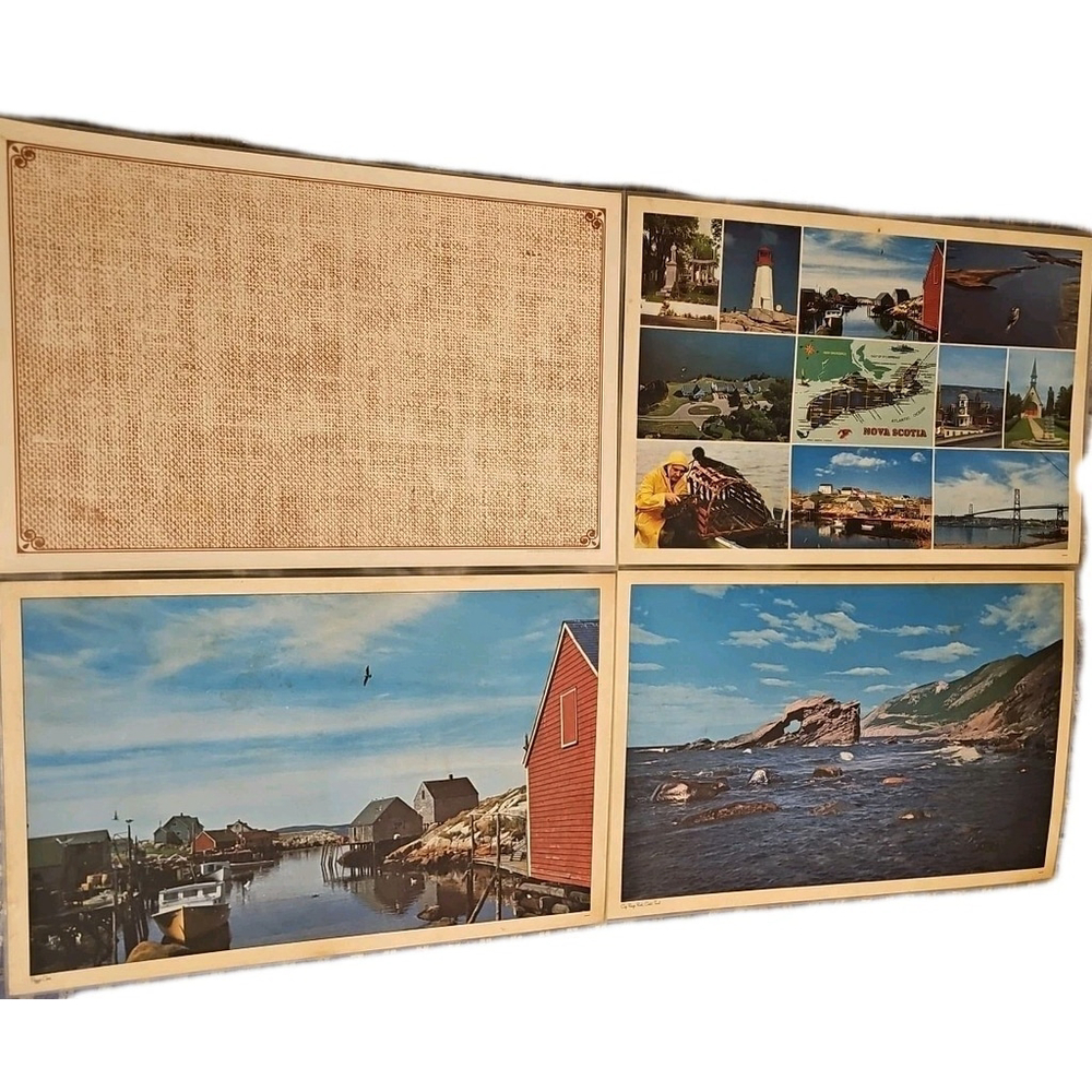 Lot Of 4 Vintage 2-sided Restaurant Laminated Placemats Nova Scotia Peggy's Cove